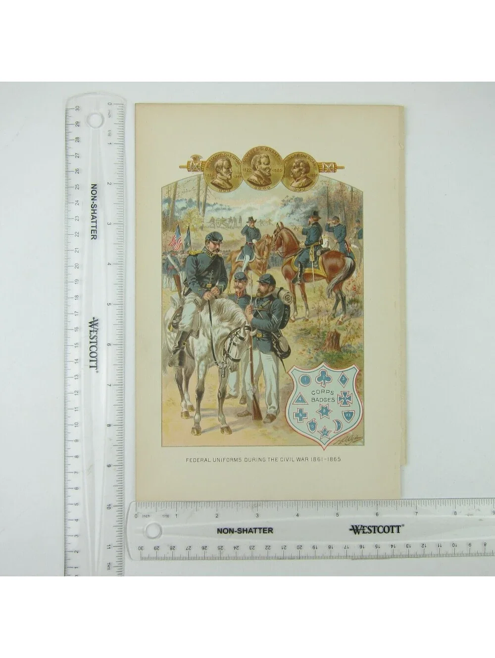 Chromolith Book Plate US Civil War Federal Uniforms H.A. Ogden Antique 1890s